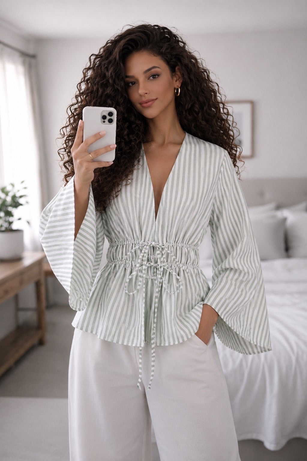 Chemise à manches bouffantes