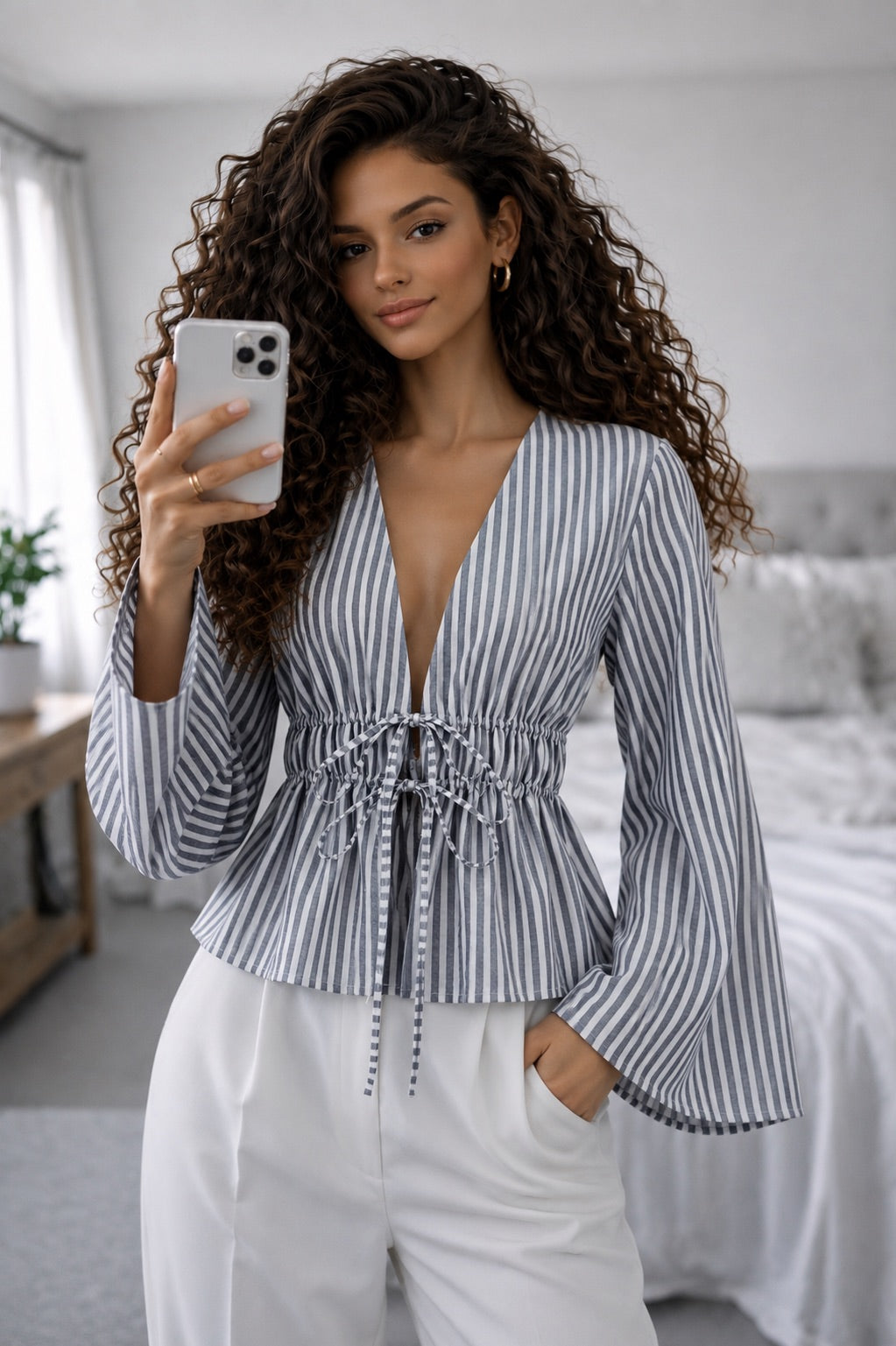 Chemise à manches bouffantes